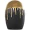 CosmoLiving by Cosmopolitan 13" Black Ceramic Vase with Abstract Gold Melting Drips